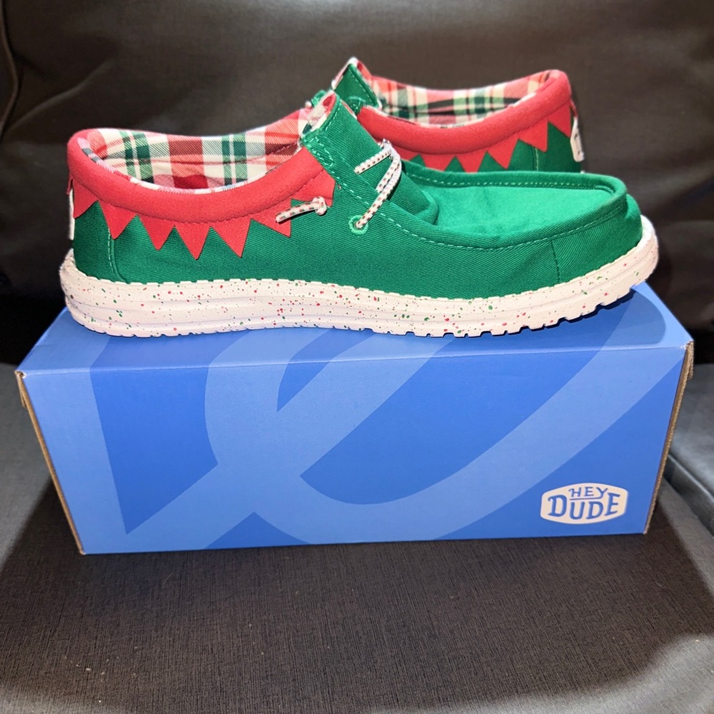 Hey Dude Green and Red slip ons - woman 8